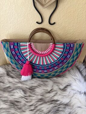 Brooke Webb for Anna & Ava Handwoven Multicolor Straw Tote Bag